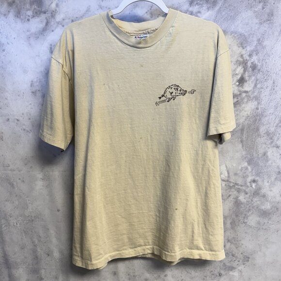 Vintage 90s Hogs Breath Inn T Shirt Mens XL 21.5x26.5 Tan Short Sleeve - Picture 3 of 16